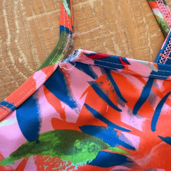 Jolyn Clothing Vibrant Leaf One Piece - Orange, Green, Blue - Picture 2 of 5